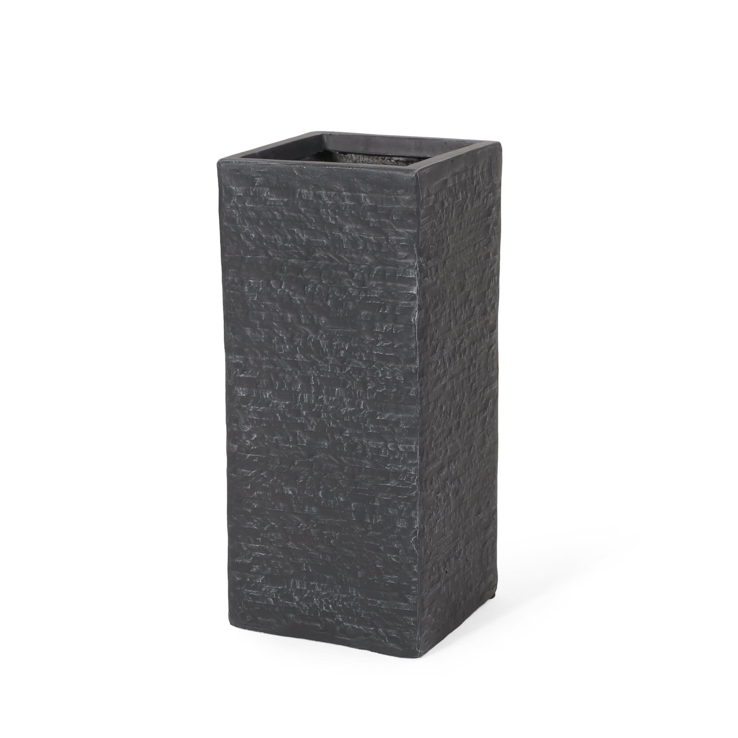 Noble House 11" x 11" x 24" Square Gray Concrete Plant Planter