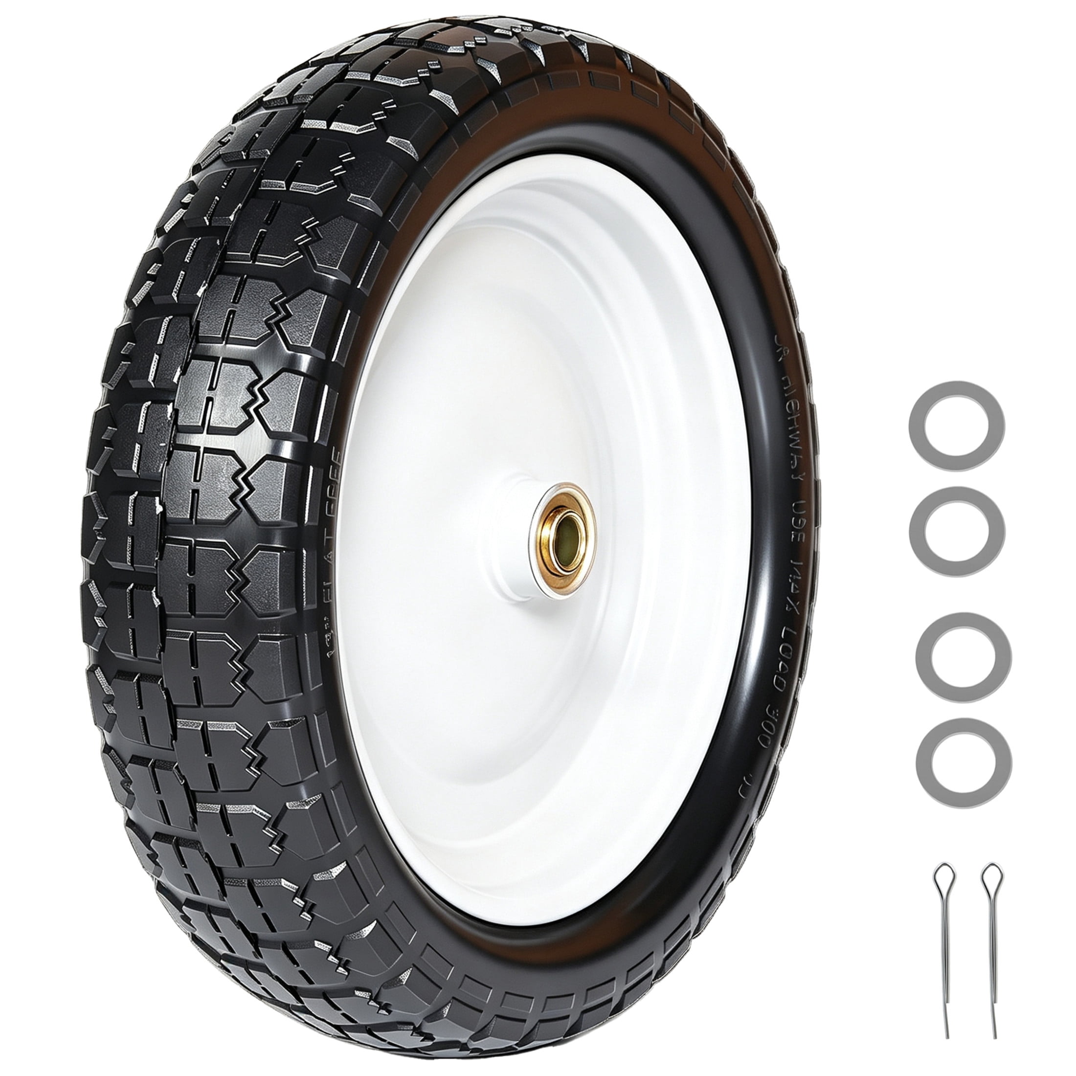 Noble House 13" x 3.5" Solid Rubber Flat-Free Tires & Wheels with Flat-Free Design for Trailer, Black & White