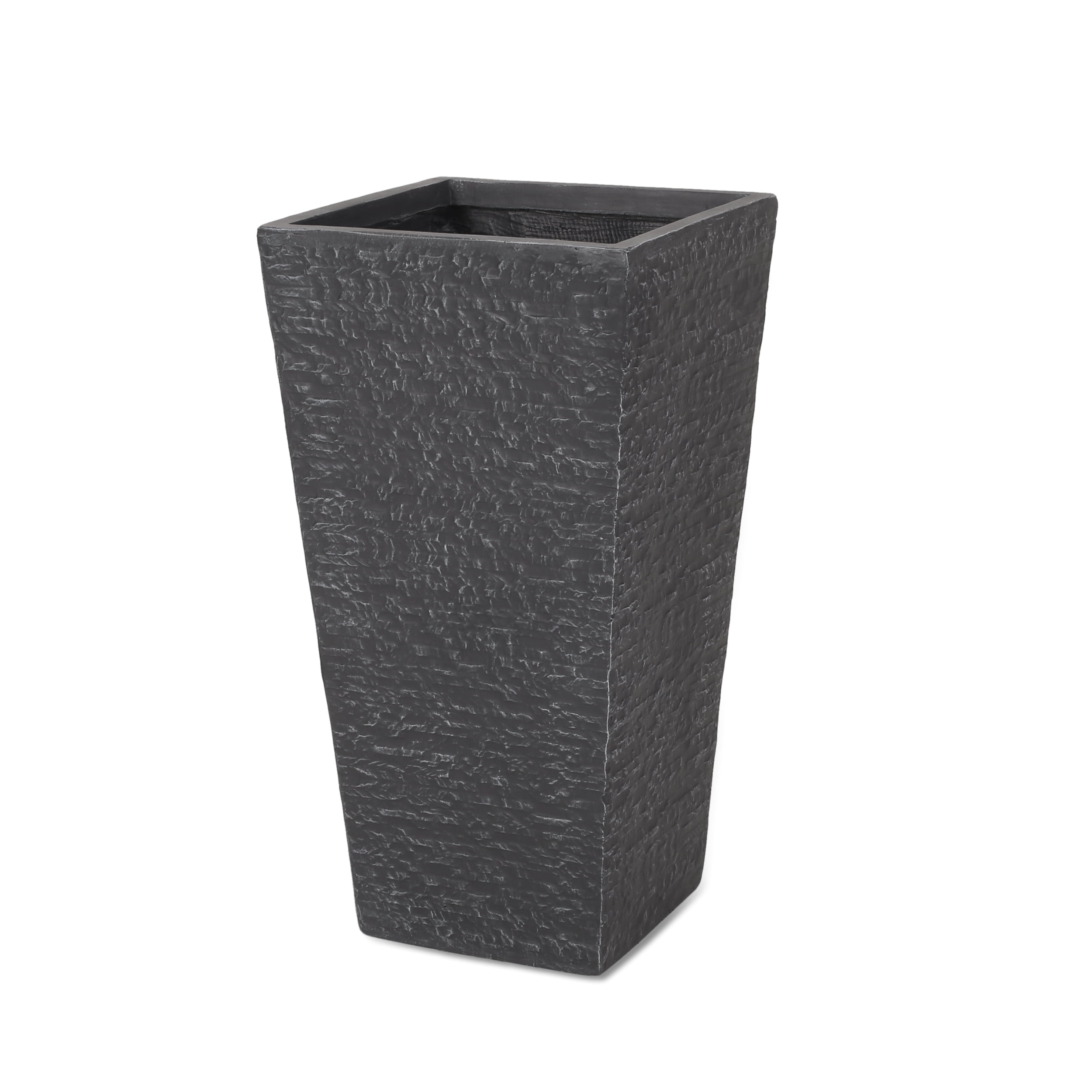 Noble House 15.5" x 15.5" x 30" Square Gray Concrete Plant Planter