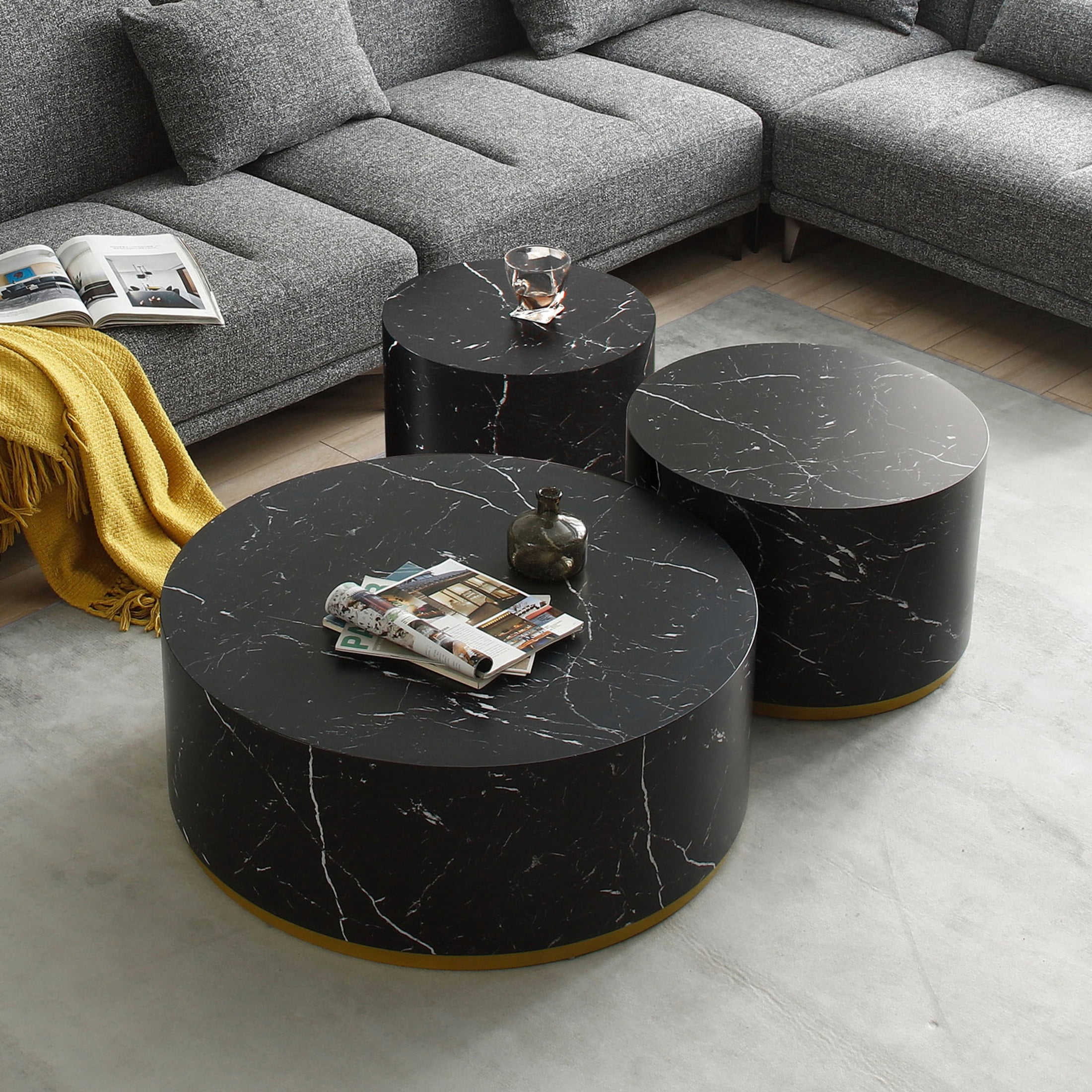 Noble House 15.75" Round Side Table, Modern MDF Accent End Table, Wear-Resistant Finish for Living Room, Black