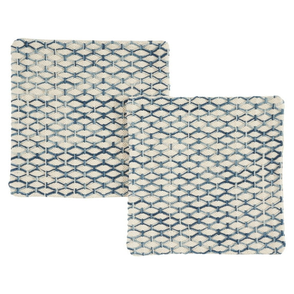 Noble House 18.00" x 18.00" Blue, Beige, Multi-color Diamond Cotton Decorative Pillow Cover , ( 2 Count)