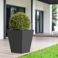thumbnail image 1 of Noble House 18" Tapered Metal Planter, Indoor/Outdoor, Drainage Hole, Black, 1 of 5
