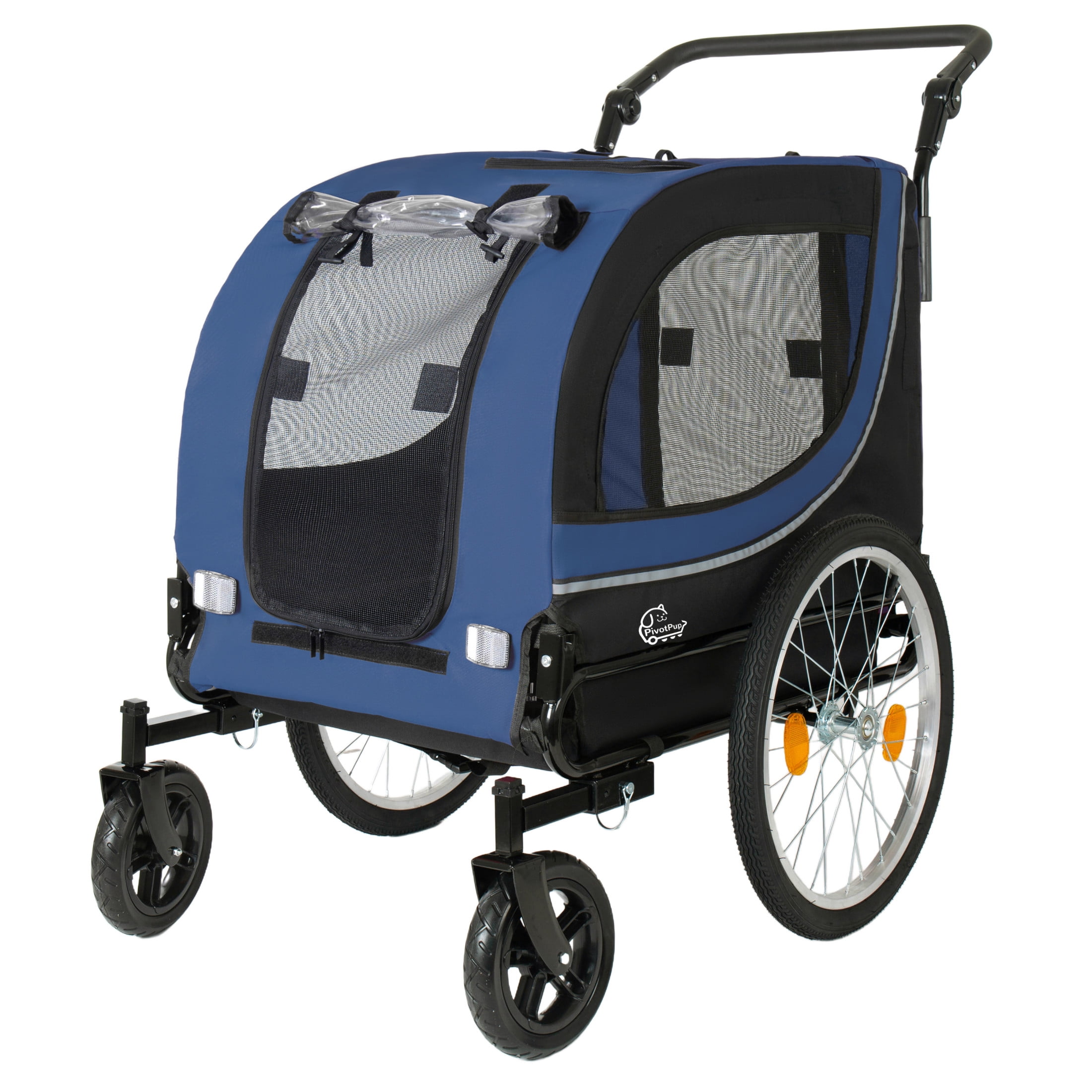 Noble House 2-in-1 Bike Trailer & Pet Stroller with Air-Filled Wheels & Breathable Mesh, Foldable Carrier Cart, Dark Blue