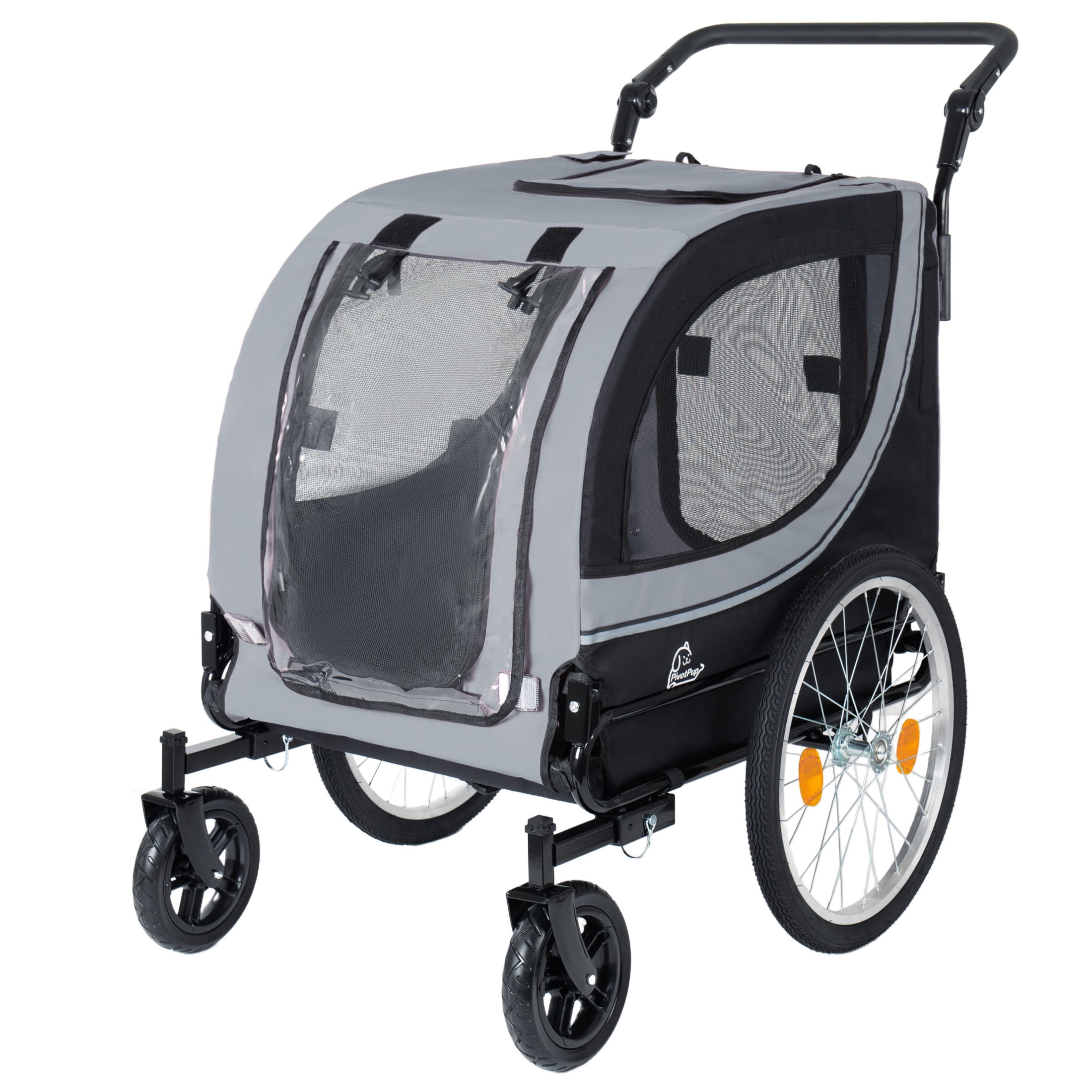 Noble House 2-in-1 Bike Trailer & Pet Stroller with Air-Filled Wheels & Breathable Mesh, Foldable Carrier Cart, Gray