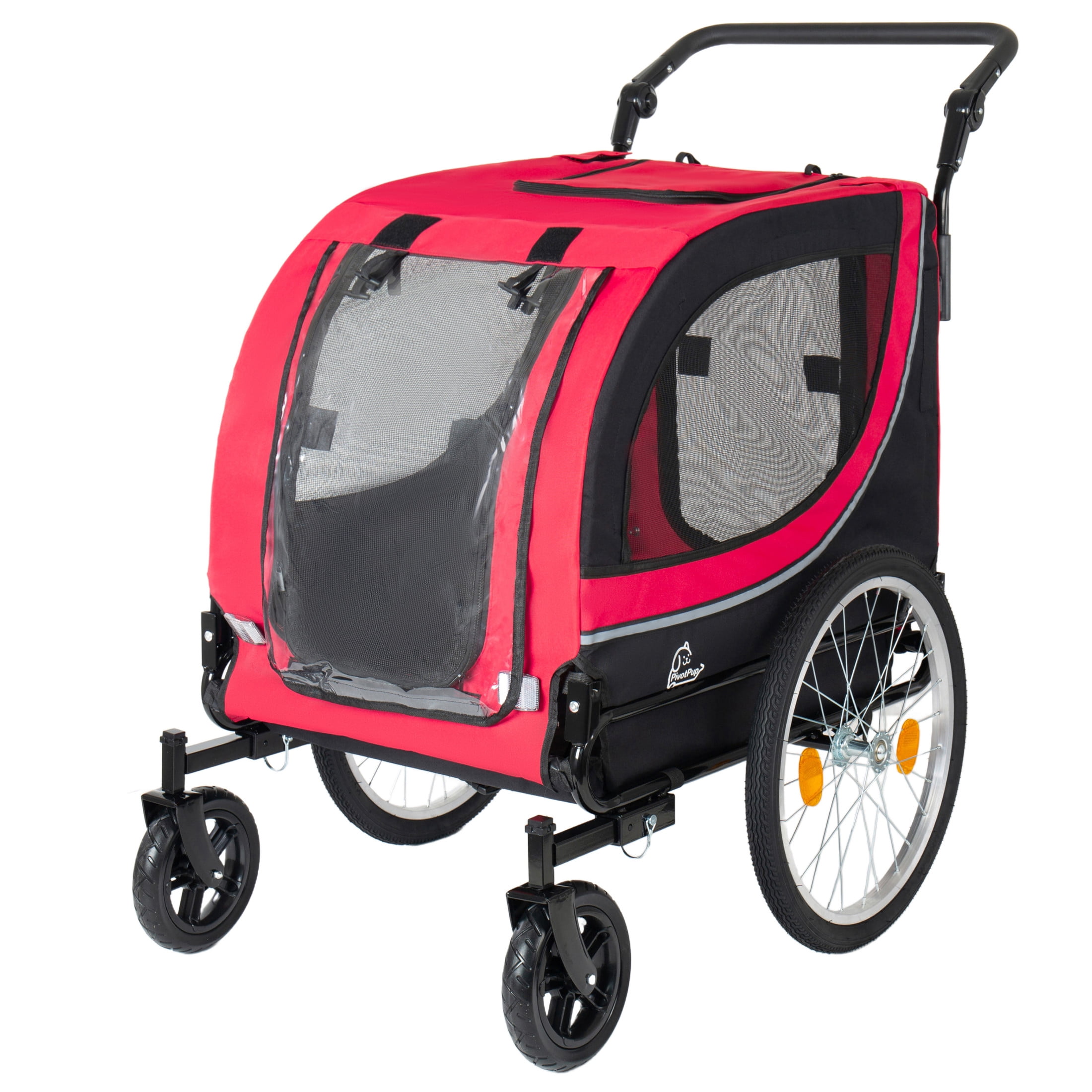 Noble House 2-in-1 Bike Trailer & Pet Stroller with Air-Filled Wheels & Breathable Mesh, Foldable Carrier Cart, Red