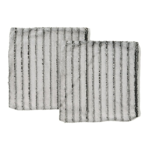 Noble House 20.00" x 20.00" Gray Striped Polyester Decorative Pillow Cover , ( 2 Count)