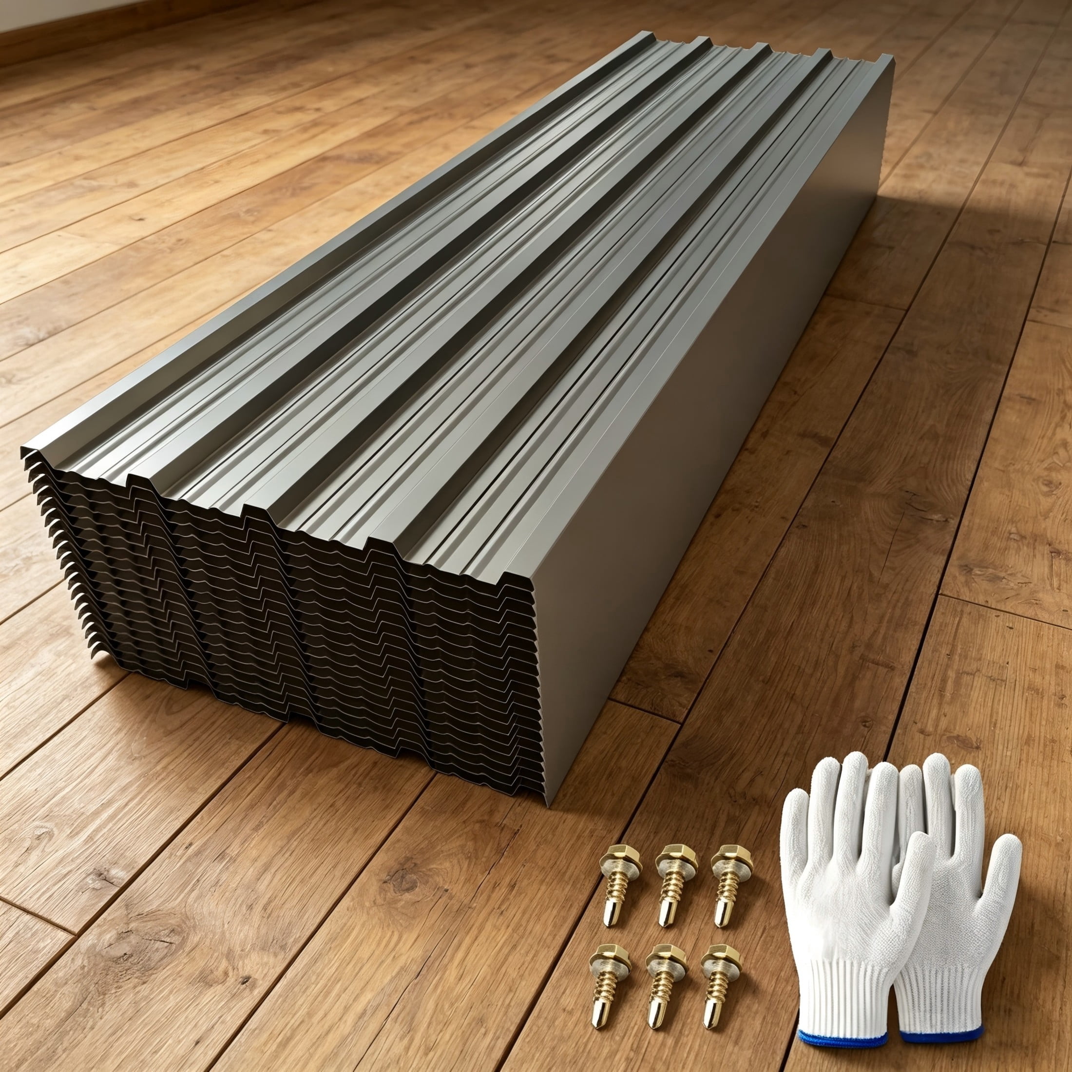 Noble House 20 Pack Corrugated Galvanized Metal Roofing Panels, 18.9" x 72.83" Waterproof Sheets, Gray
