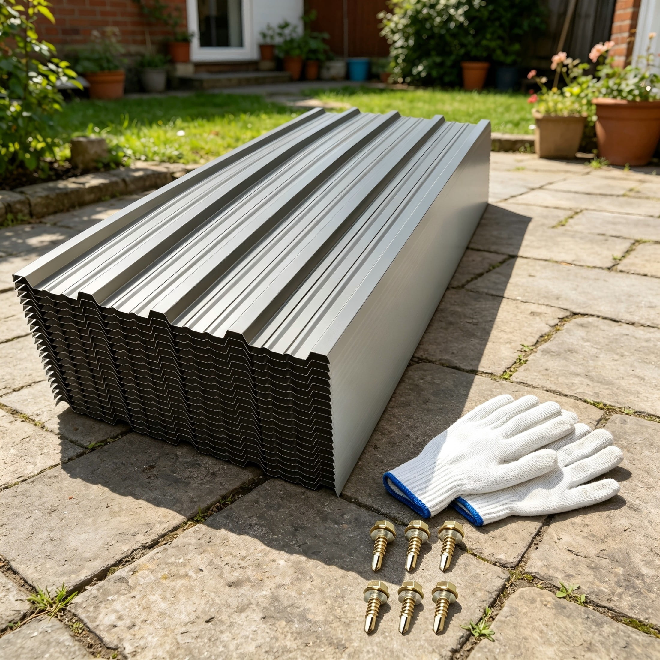 Noble House 20 Pack Corrugated Galvanized Steel Roof Panels, 61.02" x 18.9" Roofing Sheets, Gray