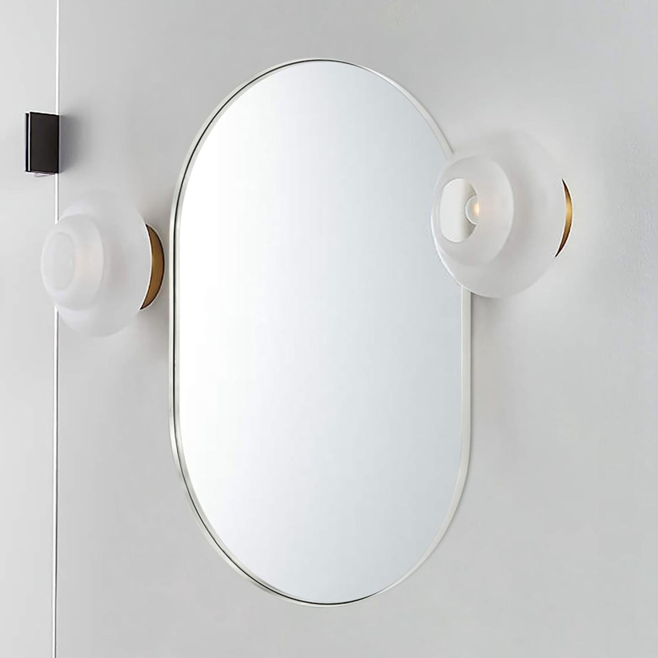 Noble House 20"x 33" Oval Metal Wall Mirror, Vanity Mirror for Bathroom, Bedroom & Living Room, Silver