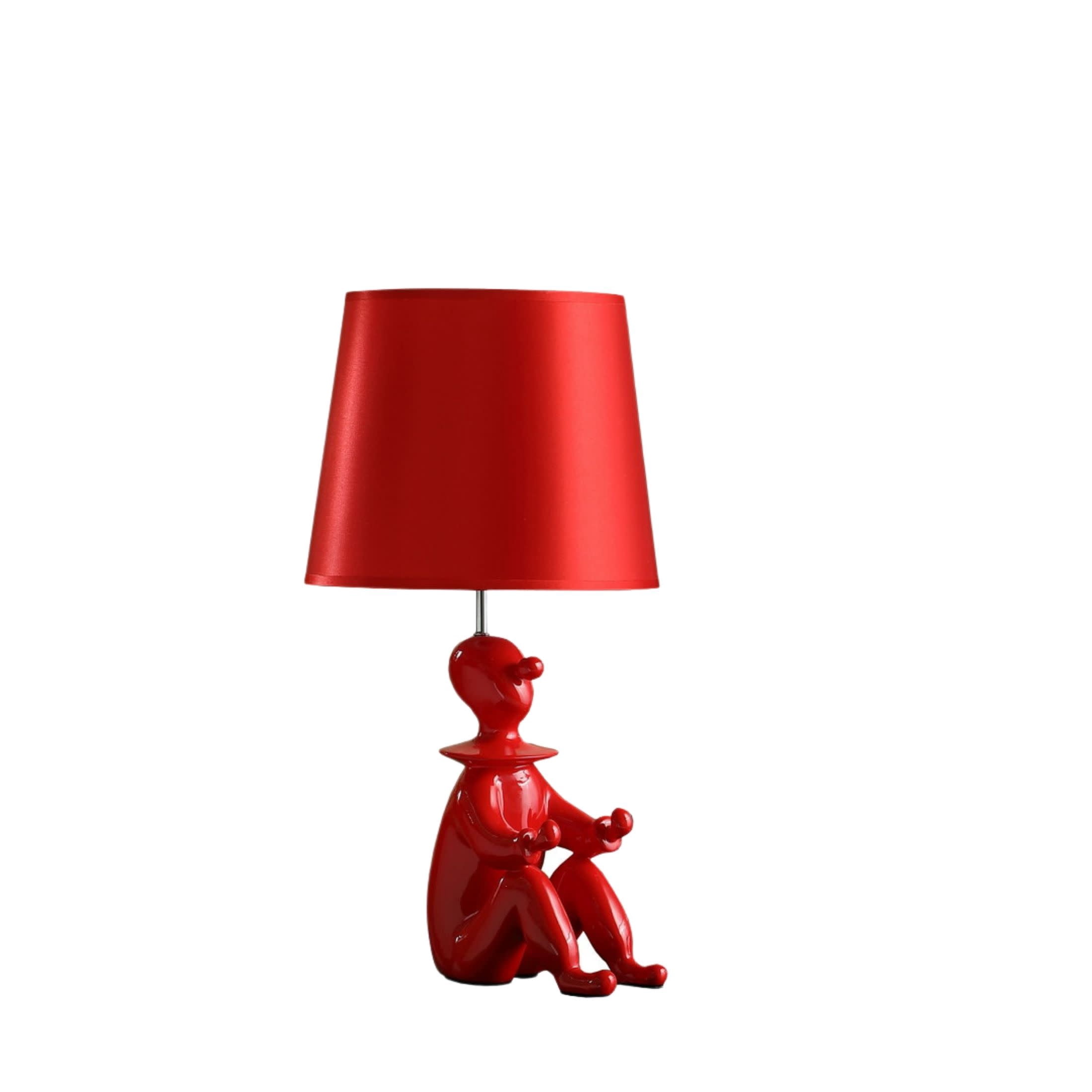 Noble House 21.25" Clown Figurine Table Lamp, Convenient Phone Holder, Semi-Drum Shade, E26 Light Bulb, Red