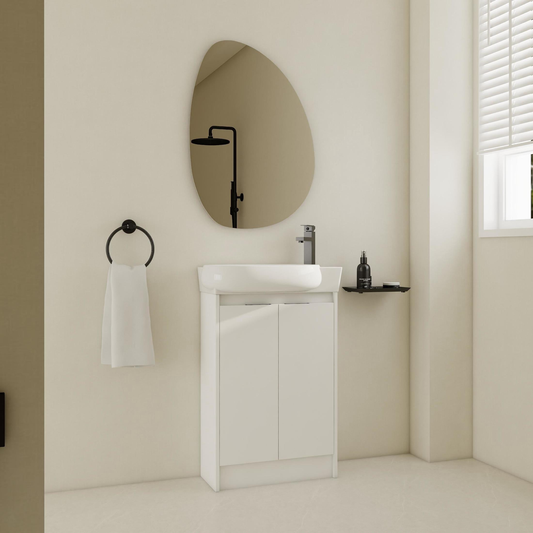 Noble House 23" Freestanding Bathroom Vanity with Sink, Soft Close Doors, Modern Storage Cabinet for Small Bathroom or Powder Room, Glossy White