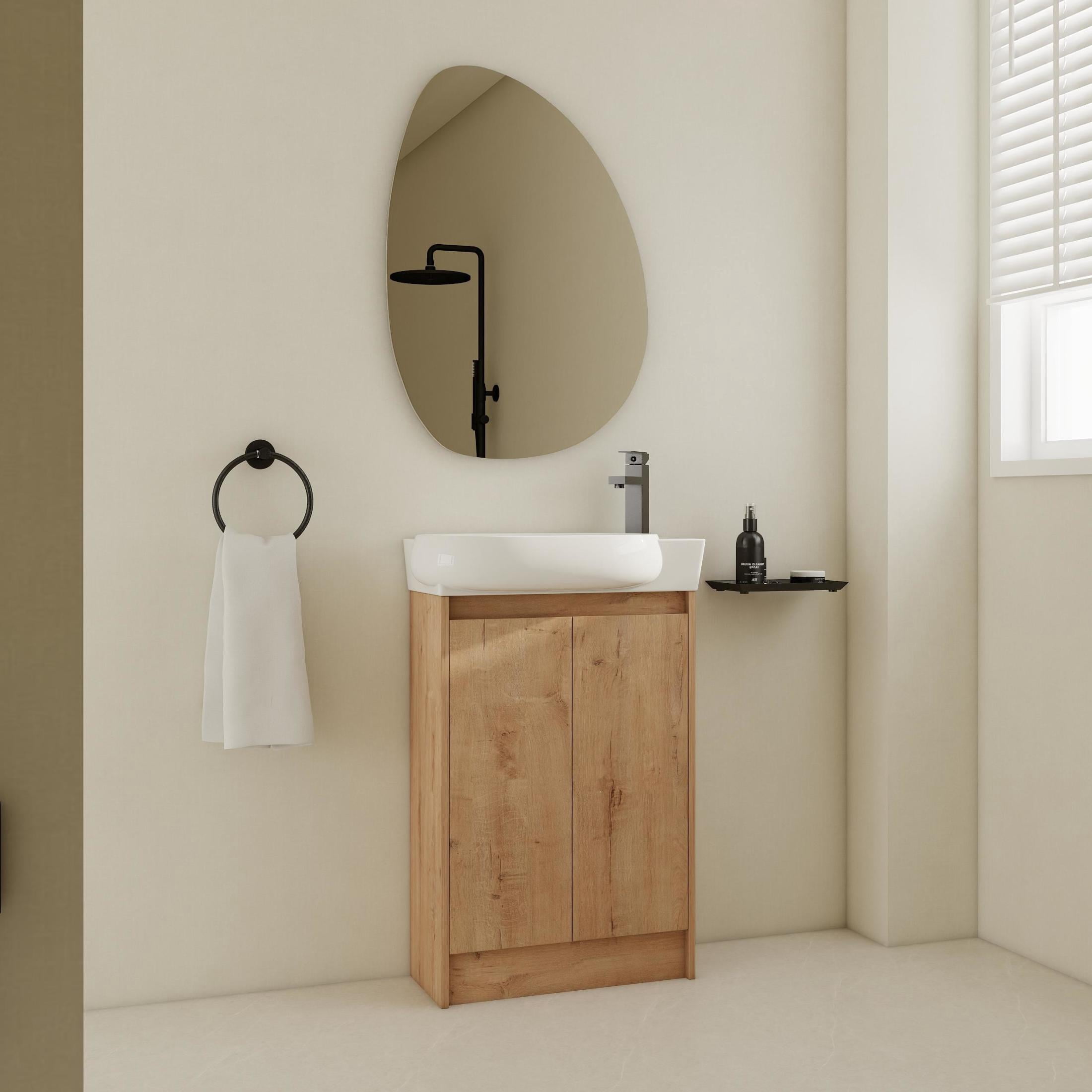 Noble House 23" Freestanding Bathroom Vanity with Sink, Soft Close Doors, Modern Storage Cabinet for Small Bathroom or Powder Room, Imitative Oak