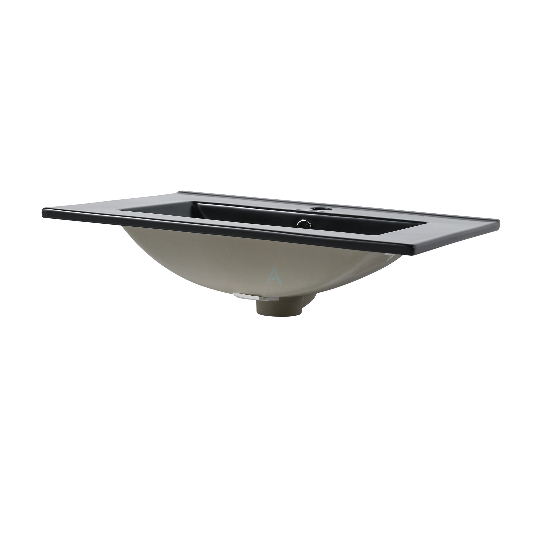 Noble House 24" Bathroom Vanity Top with Integrated Sink, Single Hole, Overflow, Easy-to-Clean Glaze, Black