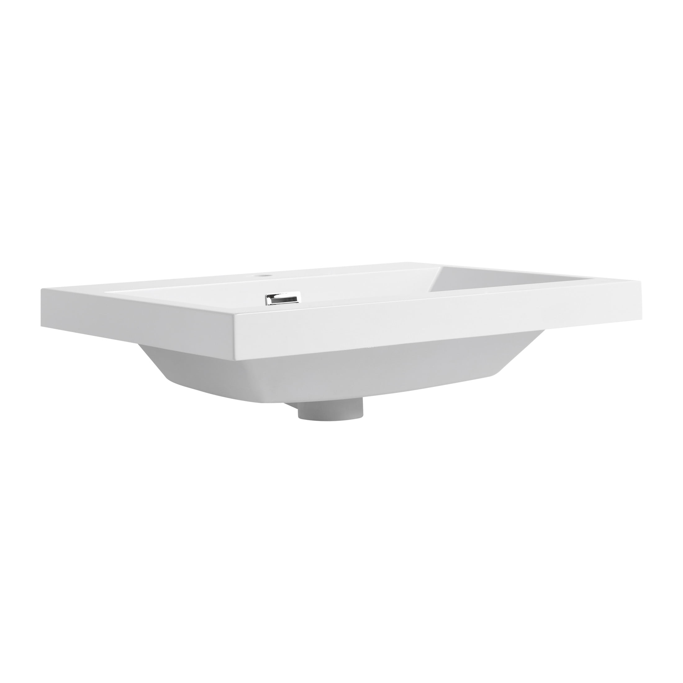 Noble House 24" Resin Bathroom Vanity Top Sink, Modern Integrated Basin, Easy-Clean, Scratch-Resistant, Glossy White