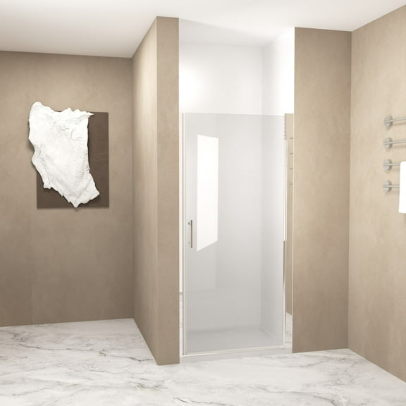 Noble House 24"x72" Pivot Shower Door, Aluminum Frame with Tempered Glass, Stainless Steel Handle, Chrome