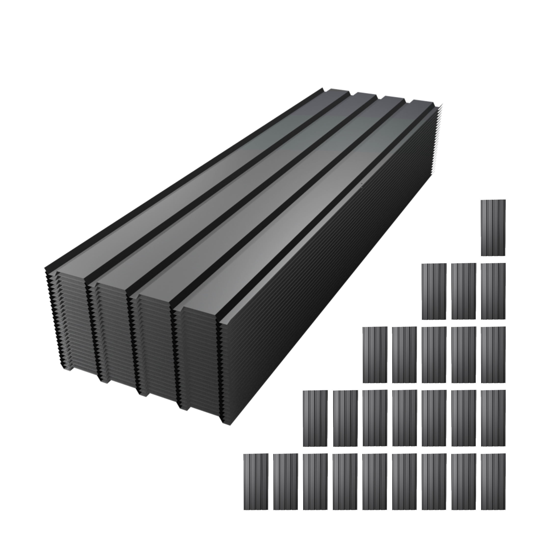 Noble House 25 PCS 61" Metal Corrugated Roof Panels, Galvanized Steel Heavy Duty Waterproof for Outdoor House, Gray