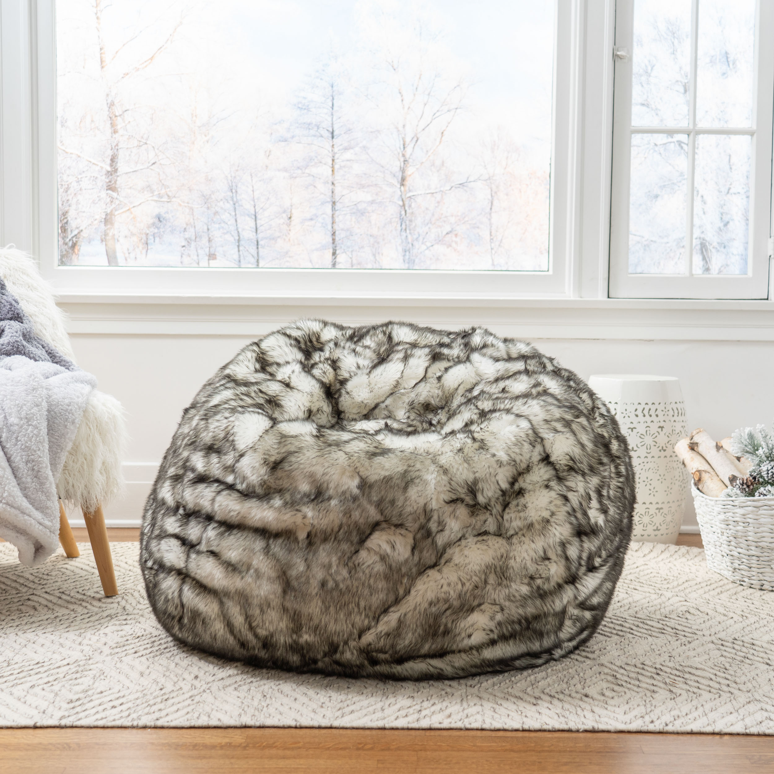 Poltrona Bean Bag Peludinha - Falso Pele Marrom Super Confortável