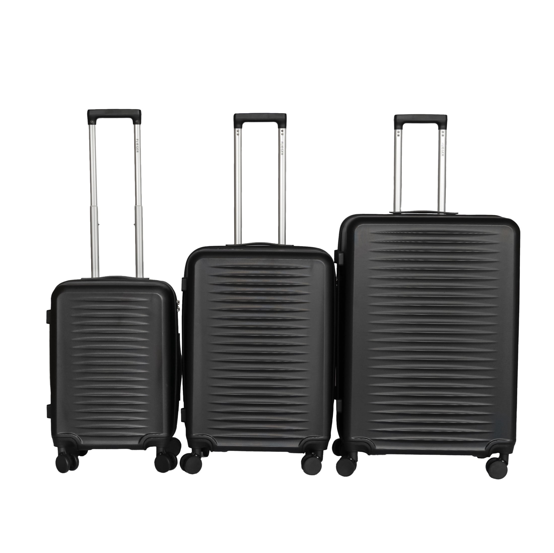 Noble House 3-Piece 20"/24"/28" Hard Shell Spinner Luggage Set, Lightweight Suitcases with Combination Locks, Black