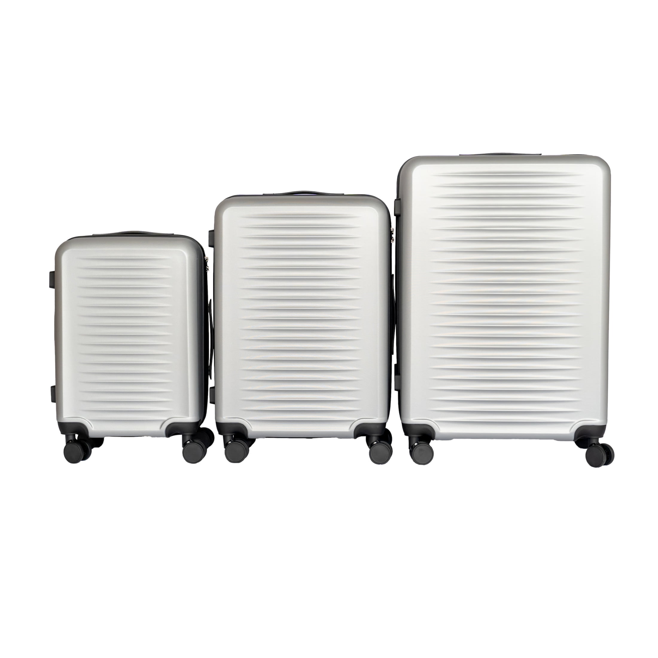 Noble House 3-Piece 20"/24"/28" Hard Shell Spinner Luggage Set, Lightweight Suitcases with Combination Locks, Silver