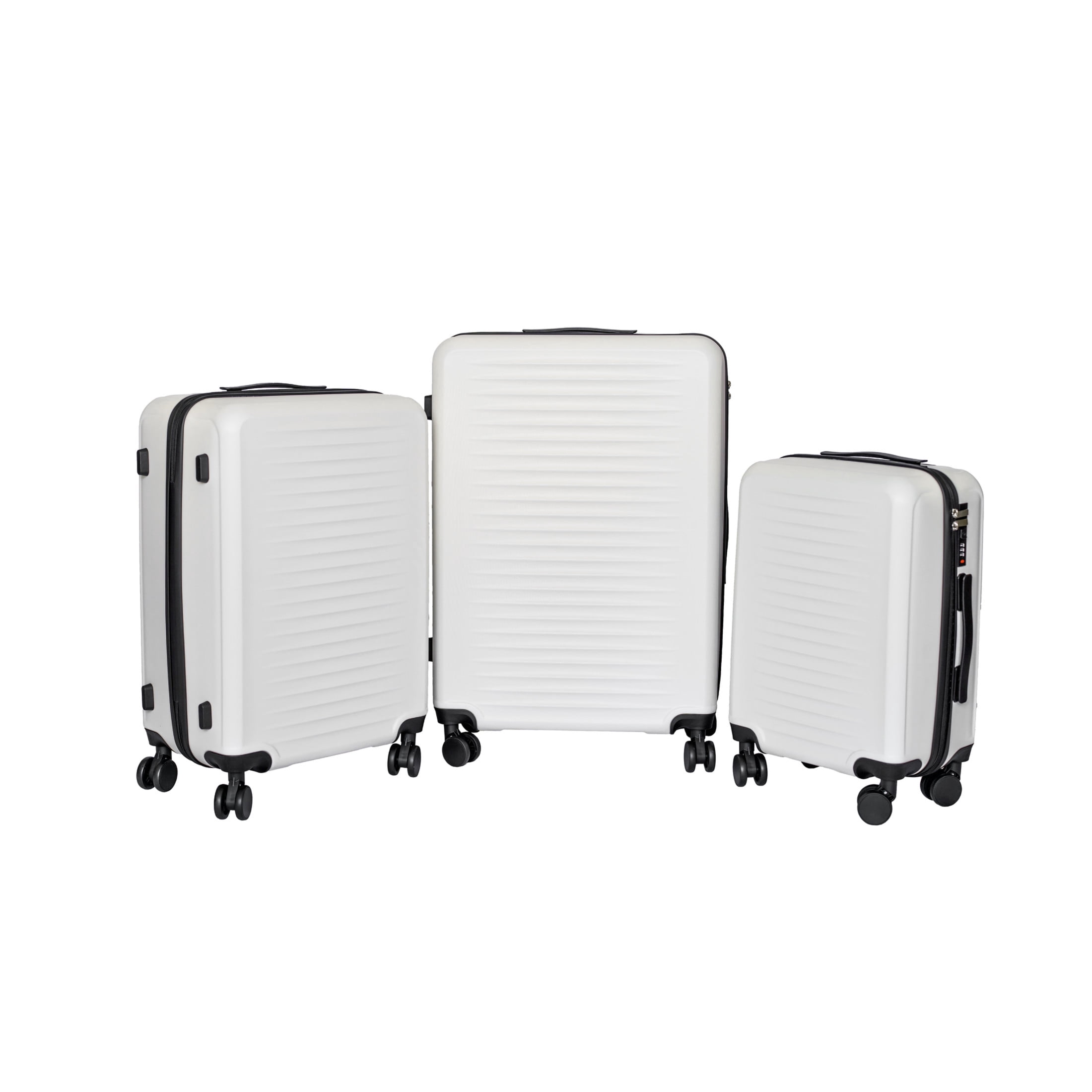 Noble House 3-Piece 20"/24"/28" Hard Shell Spinner Luggage Set, Lightweight Suitcases with Combination Locks, White