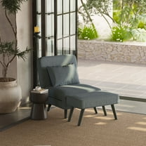 Noble House 3-in-1 Foldable Linen Chaise Lounge, Adjustable Chair Bed with Footrest & Pillow, Convertible, Gray