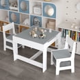 thumbnail image 1 of Noble House 3-in-1 Kids Wooden Activity Table and 2 Chairs Set, Reversible Blackboard Top with Storage Drawer, White, 1 of 15