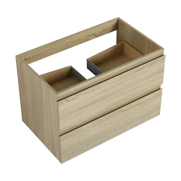 Noble House 30" Floating Bathroom Vanity Cabinet, Modern Wood Grain, Soft-Close Drawer, Excluded Sink, Light Oak