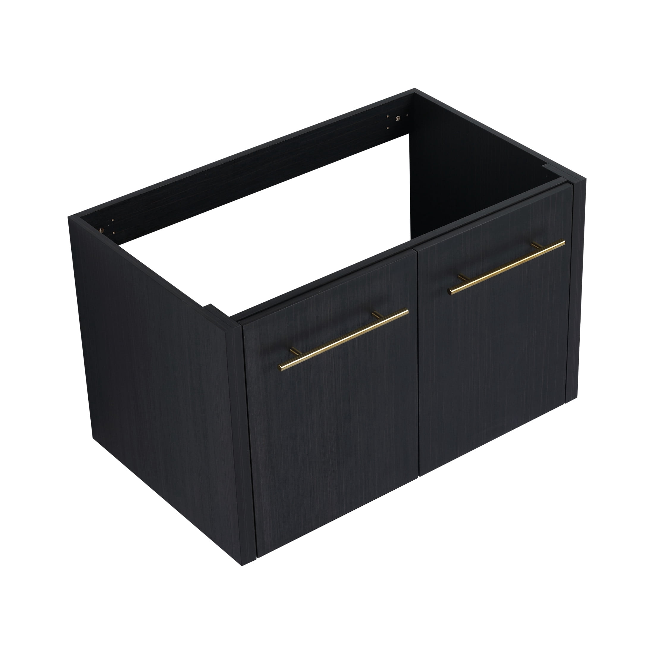 Noble House 30" Floating Bathroom Vanity Cabinet, Plywood Black Chestnut, Soft-Close Door, Excluded Sink, Black Chestnut