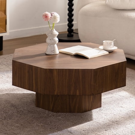 Noble House 30" Octagonal Wood Coffee Table, Minimalist Design for Modern Living Room, Bedroom, Walnut price history and forecast - Noble House 342527