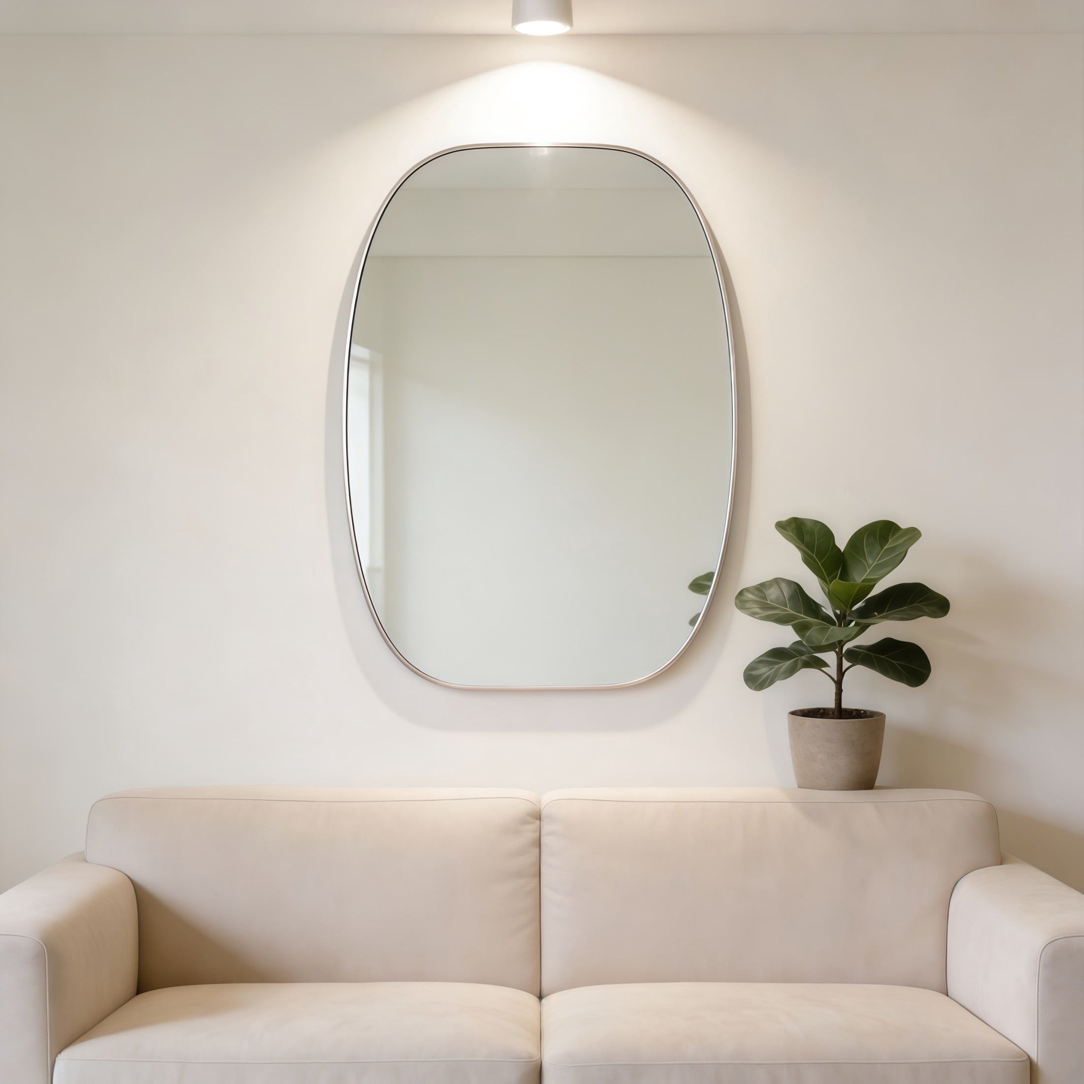 Noble House 30"x40" Unique Metal Framed Oval Wall Mirror, Modern Oblong Vanity Mirror for Bathroom & Entryway, Silver