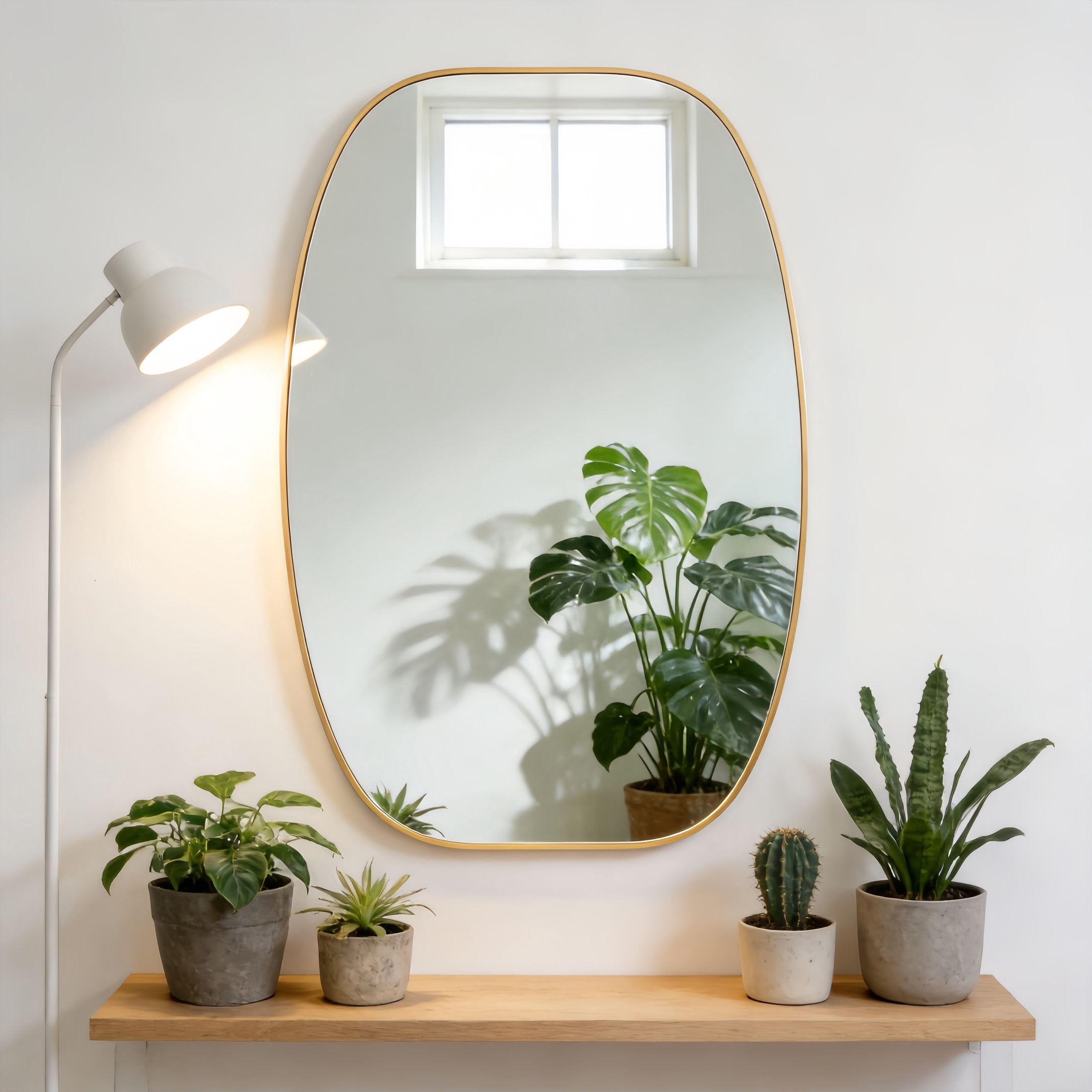 Noble House 30"x48" Unique Metal Framed Oval Wall Mirror, Modern Oblong Vanity Mirror for Bathroom & Entryway, Gold