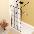 thumbnail image 1 of Noble House 34"x72" Framed Glass Shower Screen, Silk-printing Tempered Glass, Matte Black Finish, 1 of 8