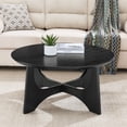 thumbnail image 1 of Noble House 36" Round Wooden Coffee Table with Cross Legs, Modern Minimalist Accent Table for Living Room, Patio, Black, 1 of 9