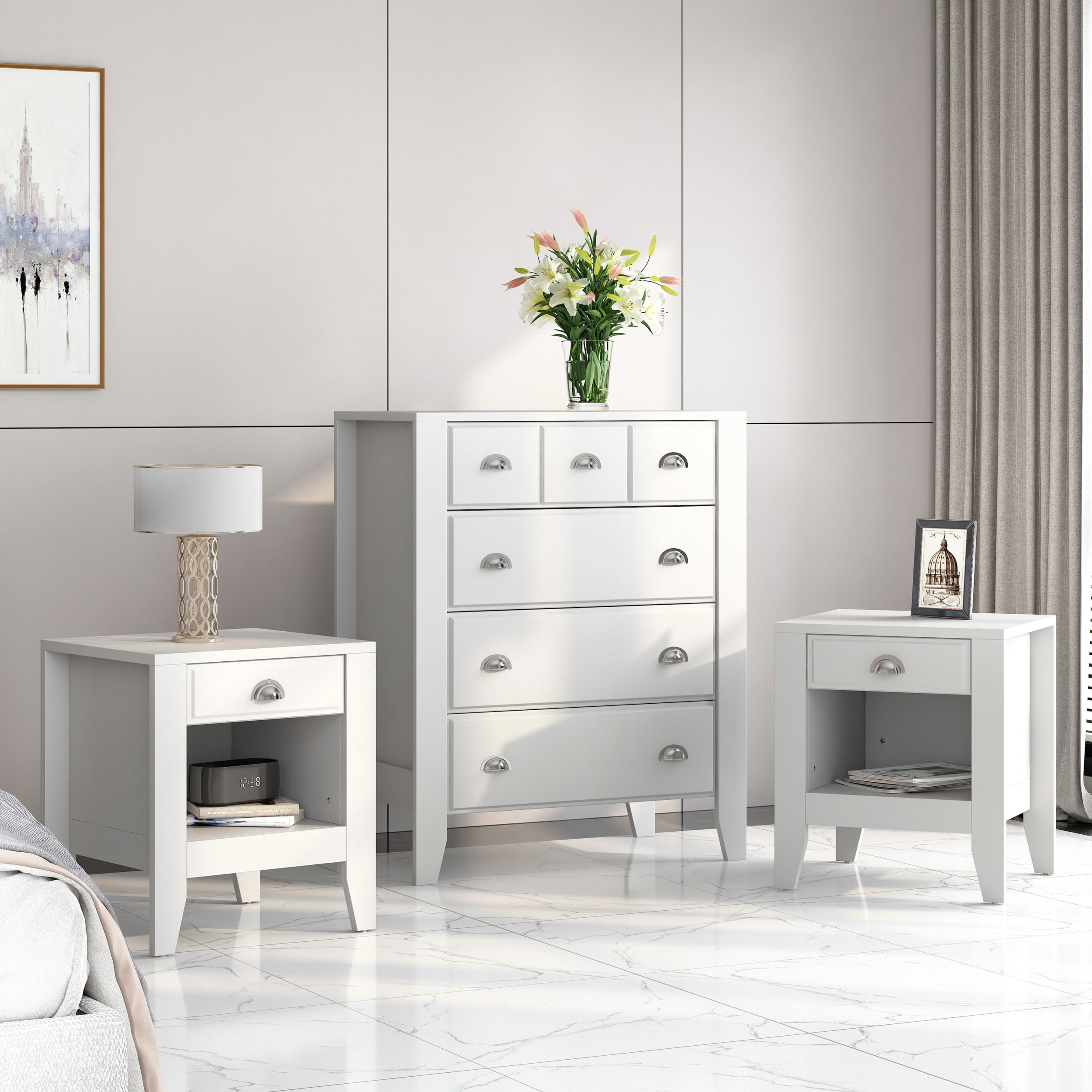 Noble House 4-Piece Contemporary Particleboard White Noble House 4-Piece Contemporary Particleboard White