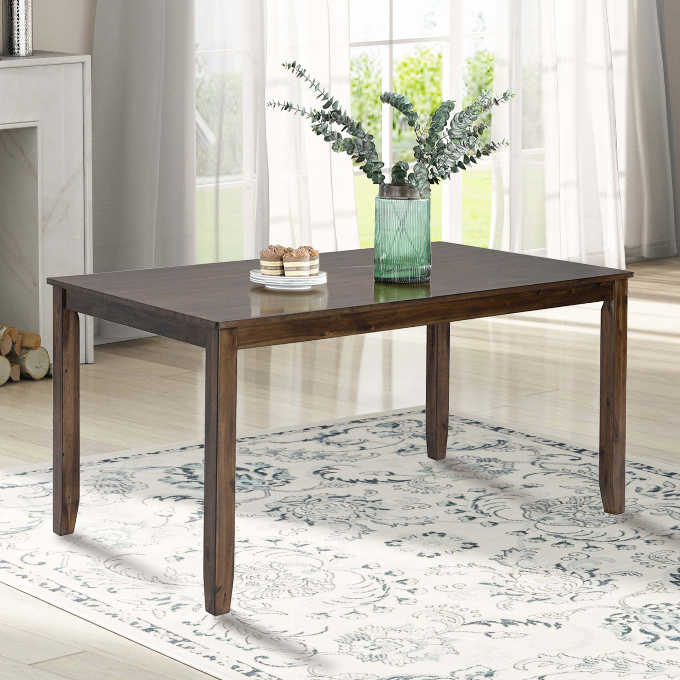 Noble House 45.5" Rectangular Wooden Dining Table, 4 Person Kitchen Table for Small Spaces, Walnut