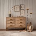 thumbnail image 1 of Noble House 47.24" 6-Drawer Dresser, Geometric Relief Chest with Metal Legs for Bedroom or Living Room, Natural, 1 of 8