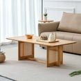 thumbnail image 1 of Noble House 47.24" Solid Wood and Faux Rattan Tea Table, Rubberwood Frame, Chinese Style Rounded Edges, Natural, 1 of 14