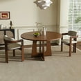 thumbnail image 1 of Noble House 47" Modern Round Dining Table for 4 with Iron Base, Wood Style Farmhouse Kitchen Table, Walnut, 1 of 7
