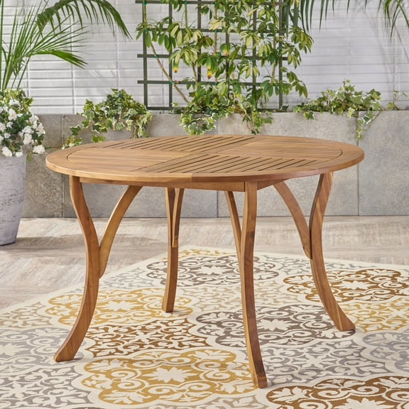 Noble House 47" Round Wooden Patio Dining Table in Teak