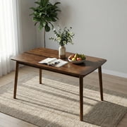 Noble House 47 Solid Wood Dining Table, Rectangular Mid-Century Kitchen Table with Rounded Corners, Walnut