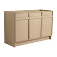 thumbnail image 1 of Noble House 48" Freestanding Bathroom Vanity, Compact 3 Soft-Close Doors, Adjustable Shelves, Excluded Sink, Oak, 1 of 12