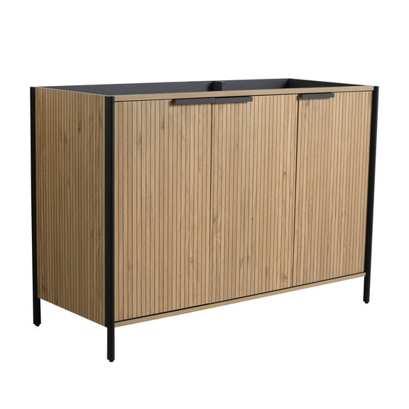 Noble House 48" Freestanding Bathroom Vanity, Soft-Close Hinges, Adjustable Shelves, Excluded Sink, Light Coffee