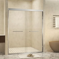 Noble House 48"x72" Double Sliding Shower Door, Aluminum Frame with Tempered Glass, Brushed Nickel Finish