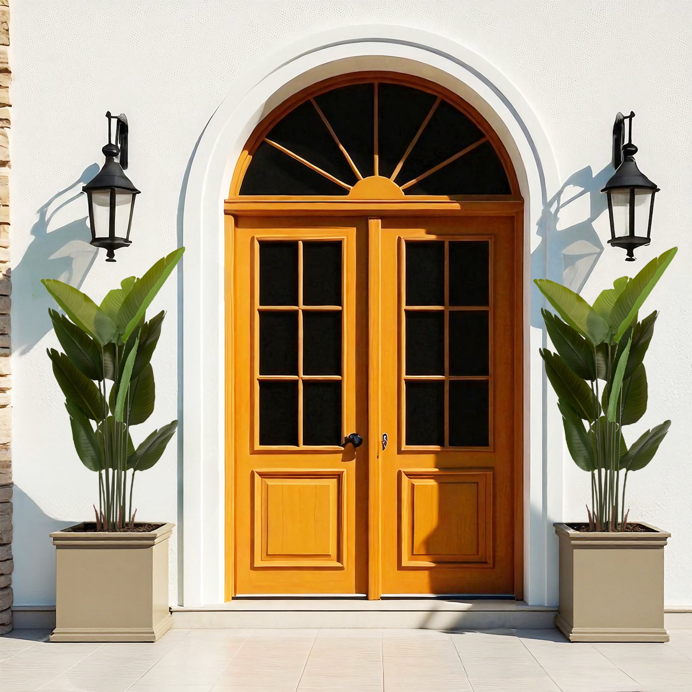 Noble House 5.2 FT Artificial Bird of Paradise Plant, Tall Faux Tropical Palm Tree for Indoor/Outdoor, Green, Set of 2