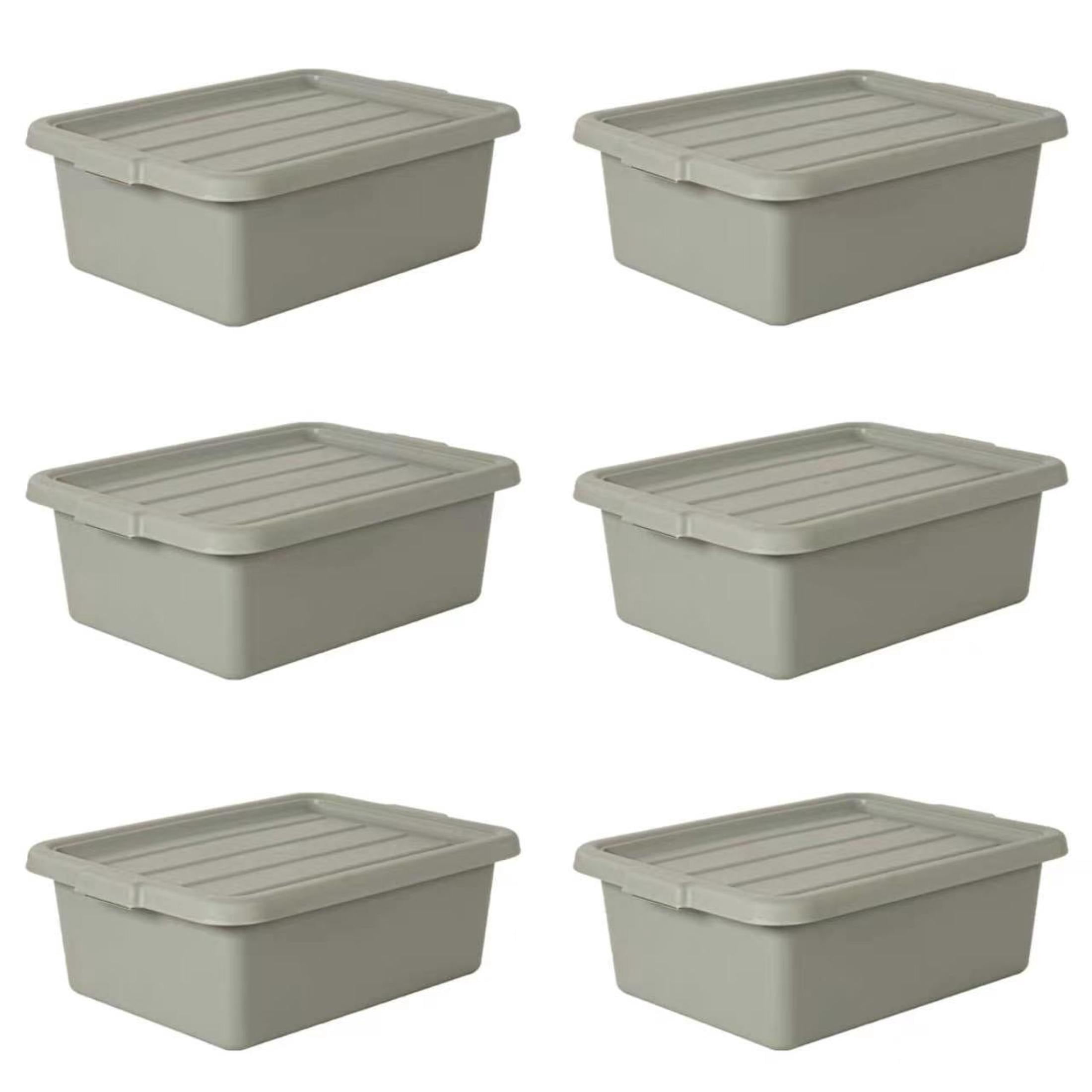 Noble House 6-Pack 9 Gallon Food-Grade Commercial Meat Tubs with Lids, Heavy Duty Utility Container, Gray