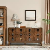 Noble House 60.5" Mid-Century Modern Sideboard Buffet Cabinet, Media Console with Doors & Adjustable Shelves, Walnut