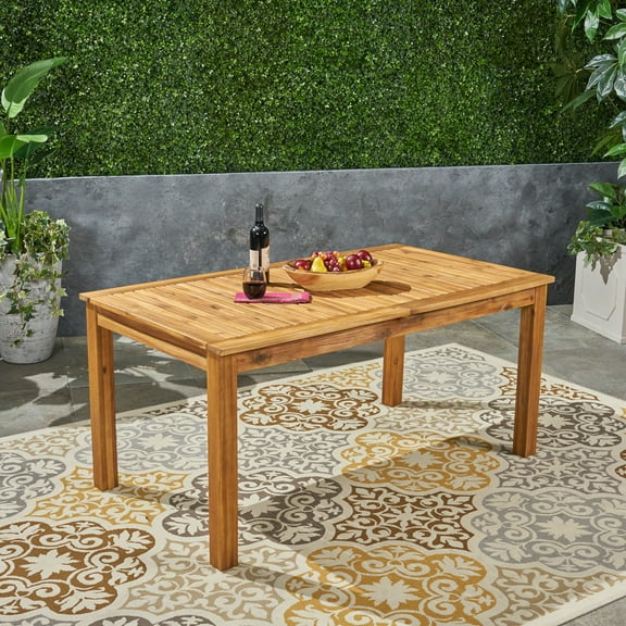Noble House 63" Acacia Wood Expandable Design and Durable Outdoor Dining Table, Natural