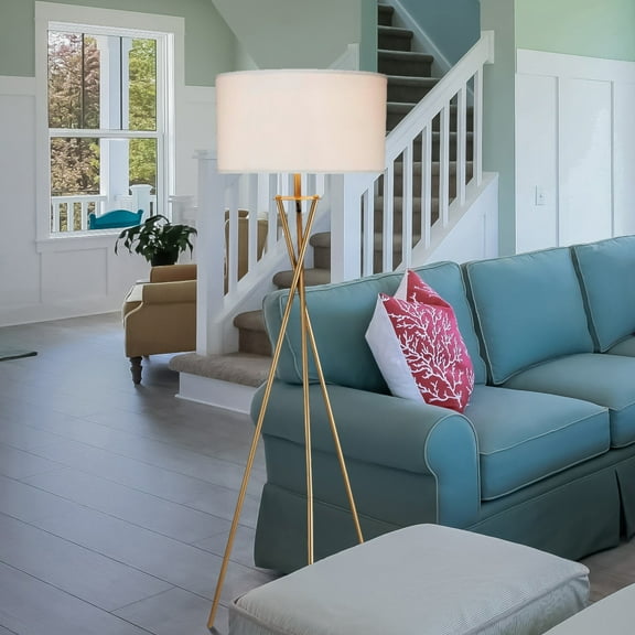 Noble House 64.5" Ester Mid-Century Metal Floor Lamp, Hourglass Design, for Bedroom, Living Room, Entryway, Matte Gold