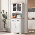 thumbnail image 1 of Noble House 66.9" Kitchen Pantry Cabinet with Drawers and Microwave Stand, White, 1 of 16