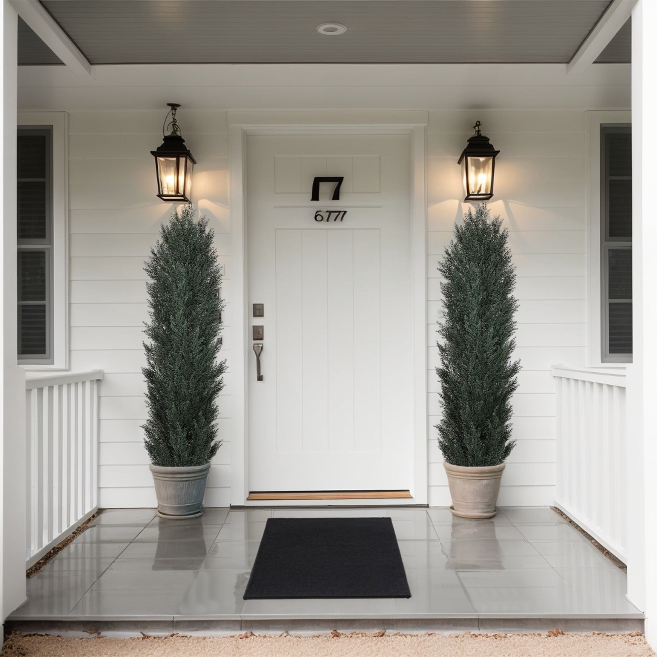 Noble House 6FT Artificial Pine Trees, Faux Plants in Pots for Indoor/Outdoor & Porch Décor, Green, Set of 2